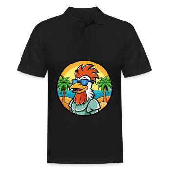 Hahn Lustige Cartoon Sommer Strand Sonnenbrille Cool - Männer Poloshirt - Schwarz - Vorne - Kai (181cm)