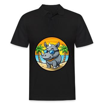 Rhino Lustige Cartoon Sommer Strand Sonnenbrille Cool - Männer Poloshirt - Schwarz - Vorne - Kai (181cm)