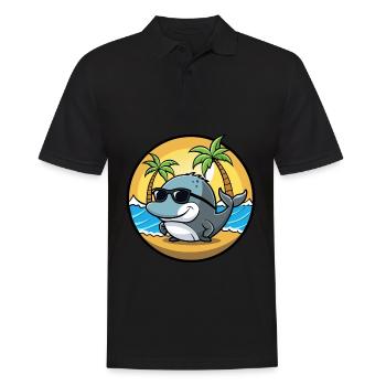 Baleine Drôle Dessin Animé Plage D’été Lunettes De Soleil Cool - Polo Homme - noir - Devant - Kai (181cm)