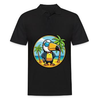 Tukan Lustige Cartoon Sommer Strand Sonnenbrille Cool - Männer Poloshirt - Schwarz - Vorne - Kai (181cm)
