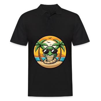 Snake Funny Cartoon Summer Beach Sunglasses Cool - Men's Polo Shirt - black - Front - Kai (181cm)
