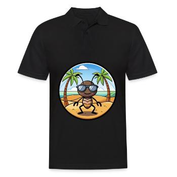 Fourmi Drôle Dessin Animé Plage D’été Lunettes De Soleil Autocollant - Polo Homme - noir - Devant - Kai (181cm)