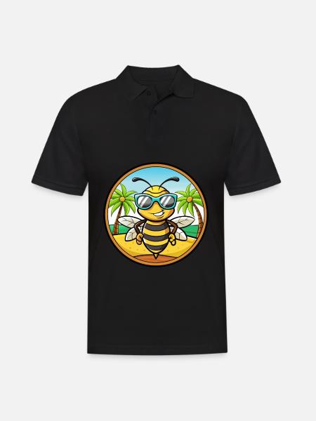 Biene Lustige Cartoon Sommer Strand Sonnenbrille Aufkleber - Männer Poloshirt - Schwarz