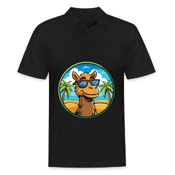 Kamel Lustige Cartoon Sommer Strand Sonnenbrille Cool - Männer Poloshirt - Schwarz - Vorne - Kai (181cm)