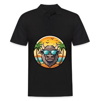 Buffalo Funny Cartoon Lunettes de soleil de plage d’été cool - Polo Homme - noir - Devant - Kai (181cm)
