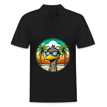 Emu Lustige Cartoon Sommer Strand Sonnenbrille Aufkleber - Männer Poloshirt - Schwarz - Vorne - Kai (181cm)