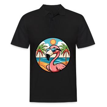 Flamingo Lustige Cartoon Sommer Strand Sonnenbrille - Männer Poloshirt - Schwarz - Vorne - Kai (181cm)