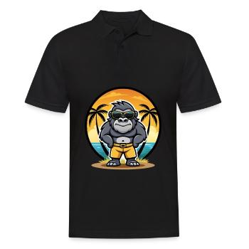 Gorilla Lustige Cartoon Sommer Strand Sonnenbrille Cool - Männer Poloshirt - Schwarz - Vorne - Kai (181cm)