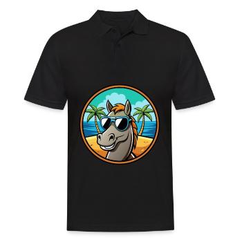 Pferd Lustig Cartoon Sommer Strand Sonnenbrille Cool - Männer Poloshirt - Schwarz - Vorne - Kai (181cm)