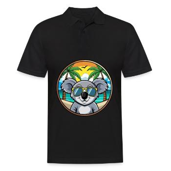 Koala Lustige Cartoon Sommer Strand Sonnenbrille Cool - Männer Poloshirt - Schwarz - Vorne - Kai (181cm)
