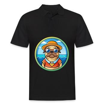Pug Dog Funny Cartoon Summer Beach Sunglasses Cool - Men's Polo Shirt - black - Front - Kai (181cm)