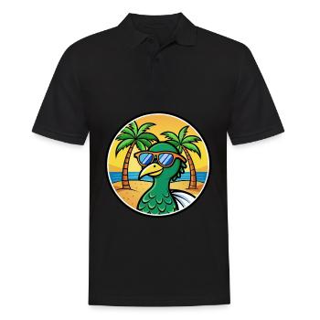 Peacock Funny Cartoon Summer Beach Sunglasses Cool - Men's Polo Shirt - black - Front - Kai (181cm)
