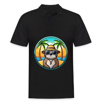 Sloth Funny Cartoon Summer Beach Sunglasses Cool - Men's Polo Shirt - black - Front - Kai (181cm)