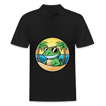 Eidechse Lustige Cartoon Sommer Strand Sonnenbrille Cool - Männer Poloshirt - Schwarz - Vorne - Kai (181cm)