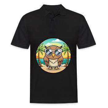 Eule Lustige Cartoon Sommer Strand Sonnenbrille Aufkleber - Männer Poloshirt - Schwarz - Vorne - Kai (181cm)