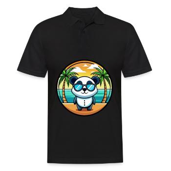 Panda Lustige Cartoon Sommer Strand Sonnenbrille Cool - Männer Poloshirt - Schwarz - Vorne - Kai (181cm)