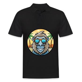 Babouin Drôle Dessin Animé Plage D’été Lunettes De Soleil Cool - Polo Homme - noir - Devant - Kai (181cm)
