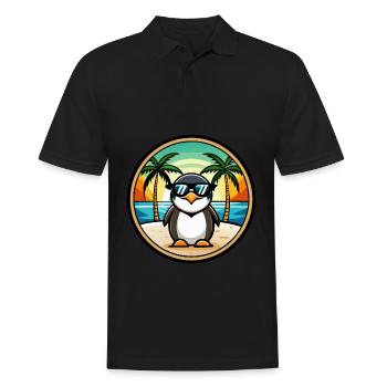 Penguin Funny Cartoon Summer Beach Sunglasses Cool - Men's Polo Shirt - black - Front - Kai (181cm)