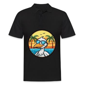 Pelikan Lustige Cartoon Sommer Strand Sonnenbrille Cool - Männer Poloshirt - Schwarz - Vorne - Kai (181cm)
