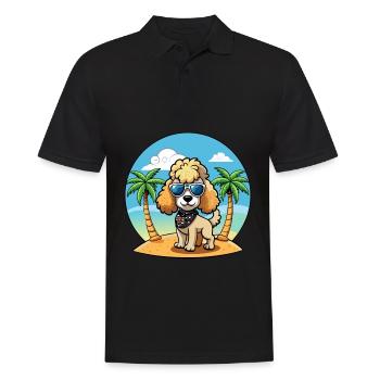 Caniche Chien Drôle Dessin Animé Plage De Plage Lunettes De Soleil - Polo Homme - noir - Devant - Kai (181cm)