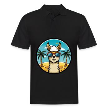 Llama Funny Cartoon Summer Beach Sunglasses Cool - Men's Polo Shirt - black - Front - Kai (181cm)