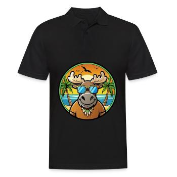 Elch Lustige Cartoon Sommer Strand Sonnenbrille Cool - Männer Poloshirt - Schwarz - Vorne - Kai (181cm)