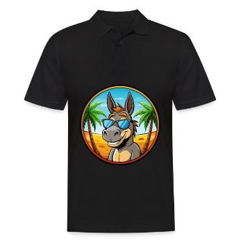 Donkey Funny Cartoon Summer Beach Sunglasses Cool - Men's Polo Shirt - black - Front - Kai (181cm)