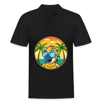 Perroquet Drôle Dessin Animé Plage Été Lunettes De Soleil Cool - Polo Homme - noir - Devant - Kai (181cm)