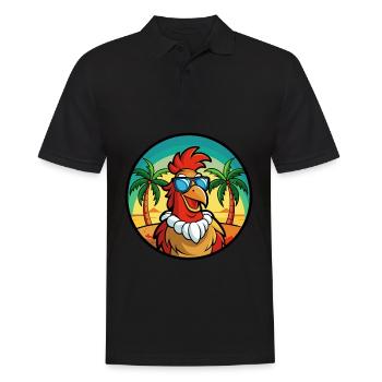 Hahn Lustige Cartoon Sommer Strand Sonnenbrille Cool - Männer Poloshirt - Schwarz - Vorne - Kai (181cm)