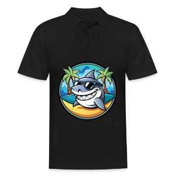 Requin Drôle Dessin Animé Plage D’été Lunettes De Soleil Cool - Polo Homme - noir - Devant - Kai (181cm)