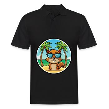 Squirrel Funny Cartoon Summer Beach Sunglasses - Men's Polo Shirt - black - Front - Kai (181cm)