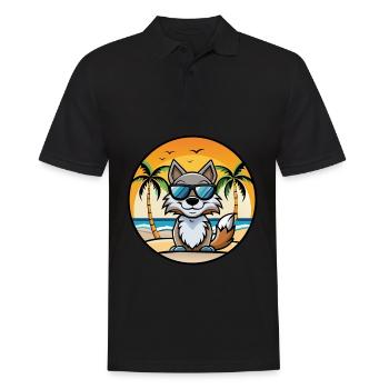 Wolf Funny Cartoon Summer Beach Sunglasses Sticker - Men's Polo Shirt - black - Front - Kai (181cm)