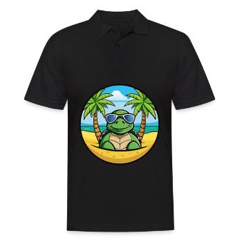 Schildkröte Lustige Cartoon Sommer Strand Sonnenbrille Cool - Männer Poloshirt - Schwarz - Vorne - Kai (181cm)