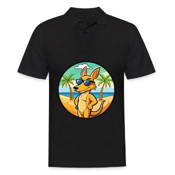 Kangaroo Funny Cartoon Summer Beach Sunglasses - Men's Polo Shirt - black - Front - Kai (181cm)