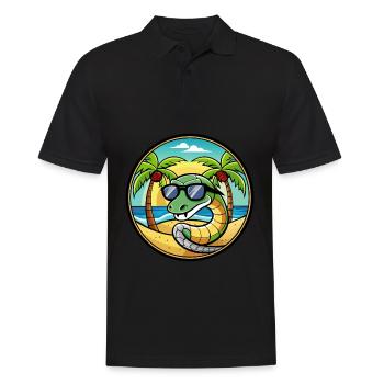 Schlange Lustige Cartoon Sommer Strand Sonnenbrille Cool - Männer Poloshirt - Schwarz - Vorne - Kai (181cm)
