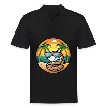 Snake Funny Cartoon Summer Beach Sunglasses Cool - Men's Polo Shirt - black - Front - Kai (181cm)