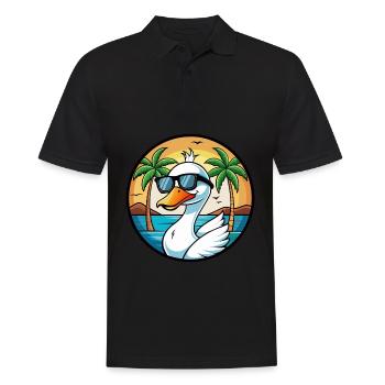 Schwan Lustige Cartoon Sommer Strand Sonnenbrille Aufkleber - Männer Poloshirt - Schwarz - Vorne - Kai (181cm)
