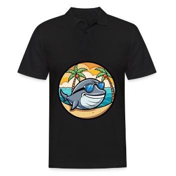 Baleine Drôle Dessin Animé Plage D’été Lunettes De Soleil Cool - Polo Homme - noir - Devant - Kai (181cm)