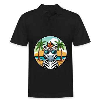 Zebra Funny Cartoon Summer Beach Sunglasses Cool - Men's Polo Shirt - black - Front - Kai (181cm)