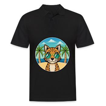 Bengalische Katzenrasse Cartoon Sonnenbrille Strand - Männer Poloshirt - Schwarz - Vorne - Kai (181cm)