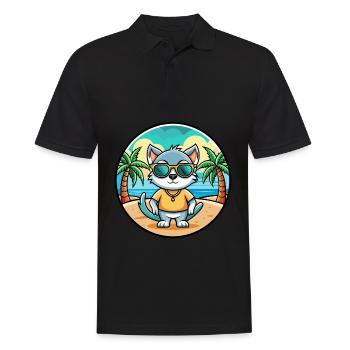 Khao Manee Cat Breed Cartoon Lunettes de soleil Beach - Polo Homme - noir - Devant - Kai (181cm)