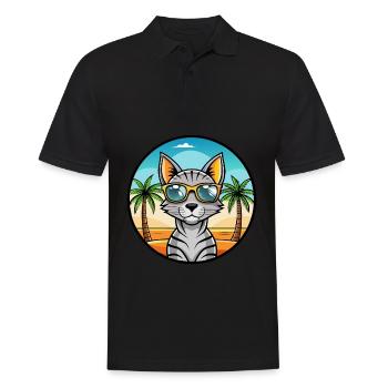 Arabian Egyptian Mau Cat Breed Cartoon Sunglasses - Men's Polo Shirt - black - Front - Kai (181cm)