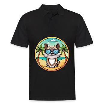 Birma Heilige Katzenrasse Cartoon Sonnenbrille Strand - Männer Poloshirt - Schwarz - Vorne - Kai (181cm)
