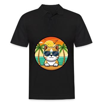 Lunettes de soleil de dessin animé de race de chat birman plage - Polo Homme - noir - Devant - Kai (181cm)