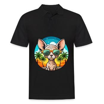 Devon Rex Cat Breed Cartoon Lunettes de soleil Beach - Polo Homme - noir - Devant - Kai (181cm)