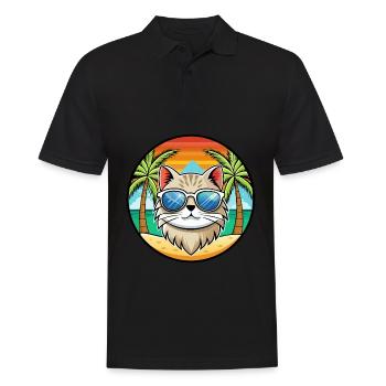 Gamme britannique de chats à poil long dessin animé lunettes de soleil plage - Polo Homme - noir - Devant - Kai (181cm)