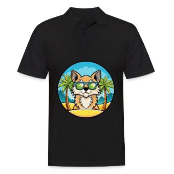 Lunettes de soleil de dessin animé de race de chat à poil long allemand plage - Polo Homme - noir - Devant - Kai (181cm)