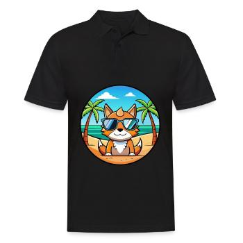 German Rex Cat Breed Cartoon Sunglasses Beach - Men's Polo Shirt - black - Front - Kai (181cm)