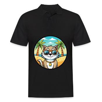 Ragamuffin Lunettes de soleil de dessin animé de race de chat plage - Polo Homme - noir - Devant - Kai (181cm)