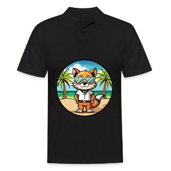 Javanische Katzenrasse Cartoon Sonnenbrille Strand - Männer Poloshirt - Schwarz - Vorne - Kai (181cm)
